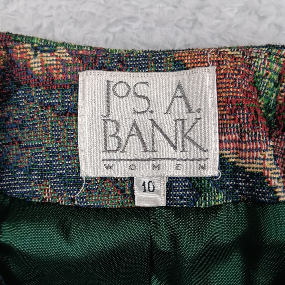 VTG Jos. A. Bank Blazer Tapestry Women 10 Green Floral Gold Button 90s Jacket - Picture 3 of 7